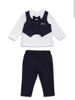 Guess Navy and White Faux Vest Two-Piece Set for Kids
